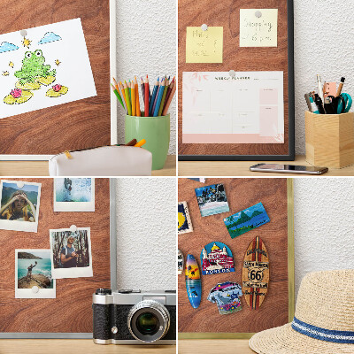 Tablero para imanes decorativo con marco dorado Veta de madera
