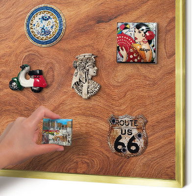 Tablero para imanes decorativo con marco dorado Veta de madera