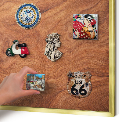 Tablero para imanes decorativo con marco dorado Veta de madera