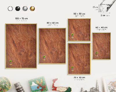 Tablero para imanes decorativo con marco dorado Veta de madera