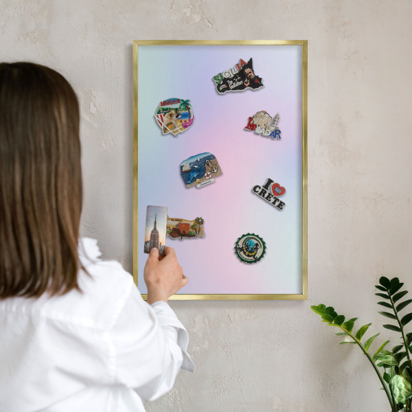 Tablero para imanes decorativo con marco dorado Degradado pastel