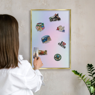 Tablero para imanes decorativo con marco dorado Degradado pastel