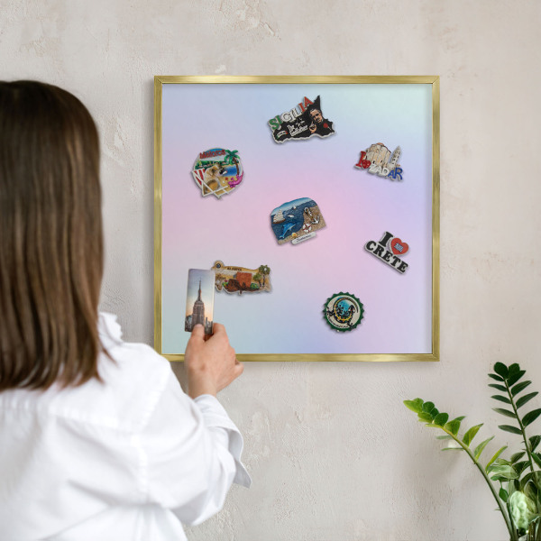 Tablero para imanes decorativo con marco dorado Degradado pastel