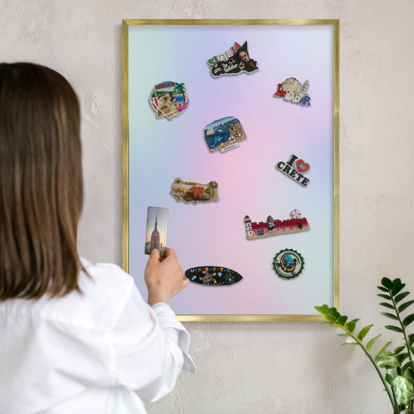 Tablero para imanes decorativo con marco dorado Degradado pastel