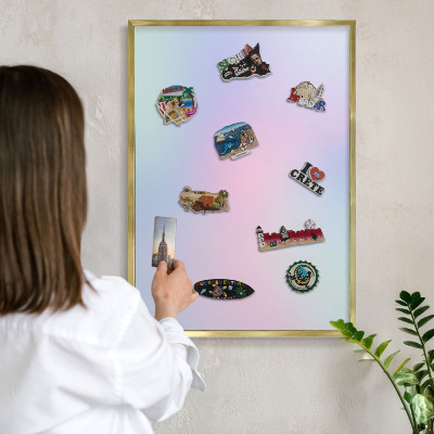 Tablero para imanes decorativo con marco dorado Degradado pastel