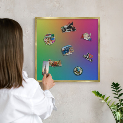Tablero para imanes decorativo con marco dorado Degradado arcoíris