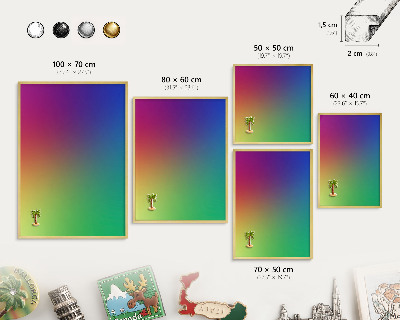 Tablero para imanes decorativo con marco dorado Degradado arcoíris