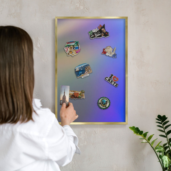 Tablero para imanes decorativo con marco dorado Gradiente sutil