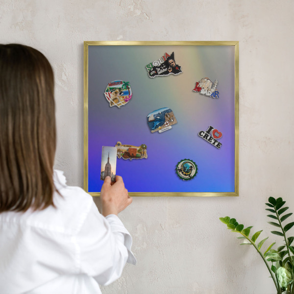 Tablero para imanes decorativo con marco dorado Gradiente sutil