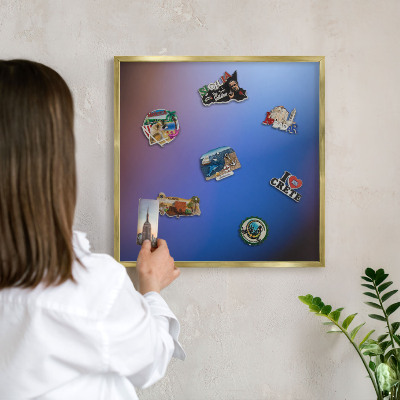 Tablero para imanes decorativo con marco dorado Colores del equilibrio