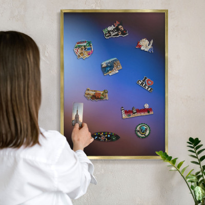 Tablero para imanes decorativo con marco dorado Colores del equilibrio