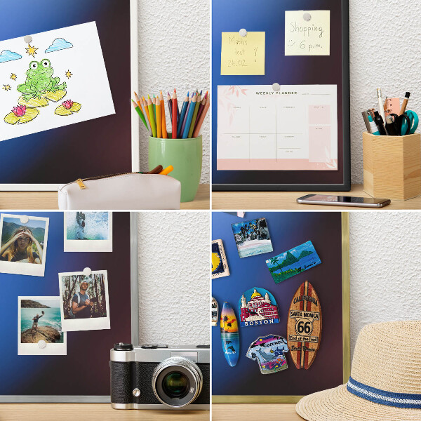 Tablero para imanes decorativo con marco dorado Colores del equilibrio