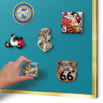 Tablero para imanes decorativo con marco dorado Turquesa fresco
