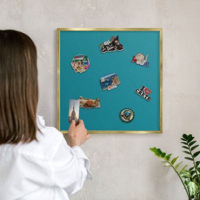 Tablero para imanes decorativo con marco dorado Turquesa fresco