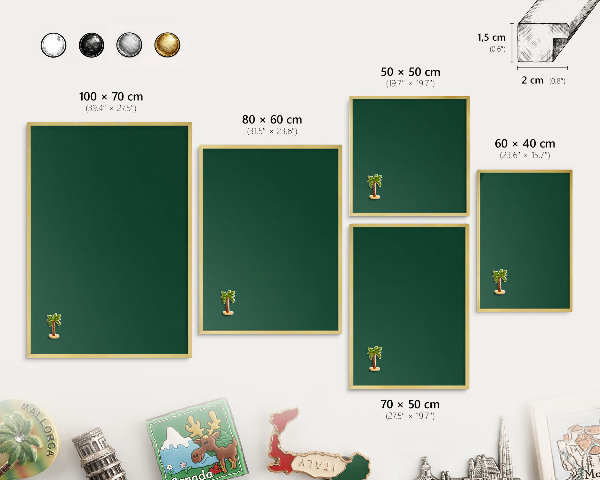 Pizarra magnética de pared en color oro Verde botella