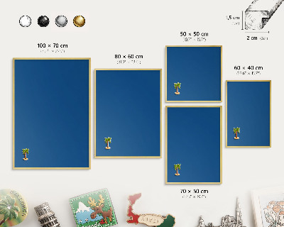 Pizarra magnética de pared en color oro Azul oscuro