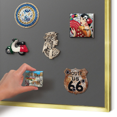 Tablero para imanes decorativo con marco dorado Gris oscuro