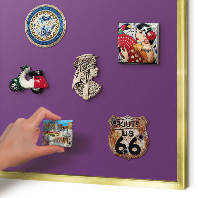 Tablero para imanes decorativo con marco dorado Morado intenso