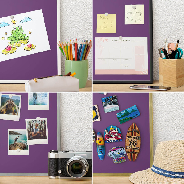 Tablero para imanes decorativo con marco dorado Morado intenso