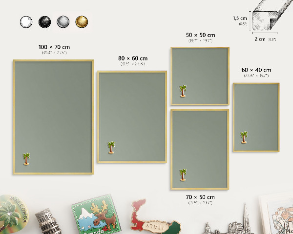 Tablero para imanes decorativo con marco dorado Sabio