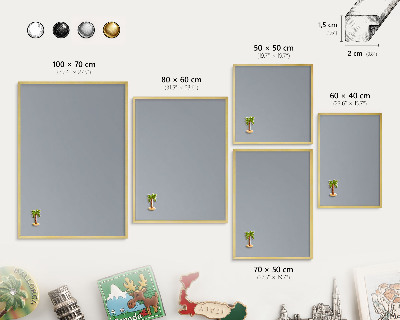 Tablero para imanes decorativo con marco dorado Gris delicado
