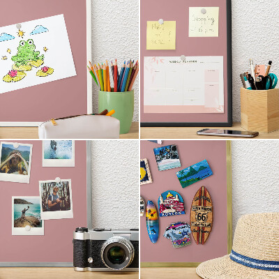 Tablero para imanes decorativo con marco dorado Rosa empolvado pastel