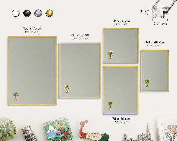 Pizarra magnética de pared en color oro Gris cálido