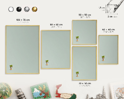 Tablero para imanes decorativo con marco dorado Menta clara