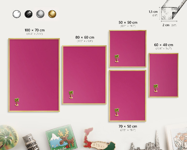 Pizarra magnética de pared en color oro Rosa intenso