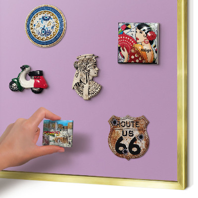 Tablero para imanes decorativo con marco dorado Morado claro