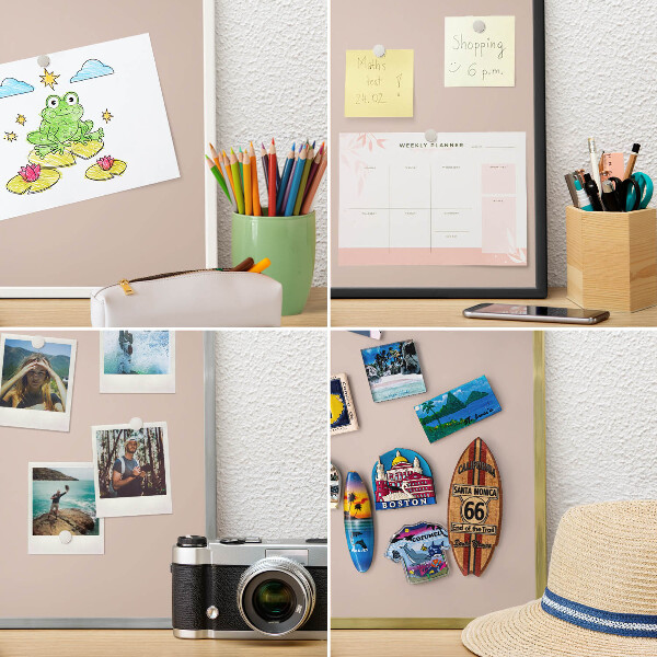 Tablero para imanes decorativo con marco dorado Rosa beige