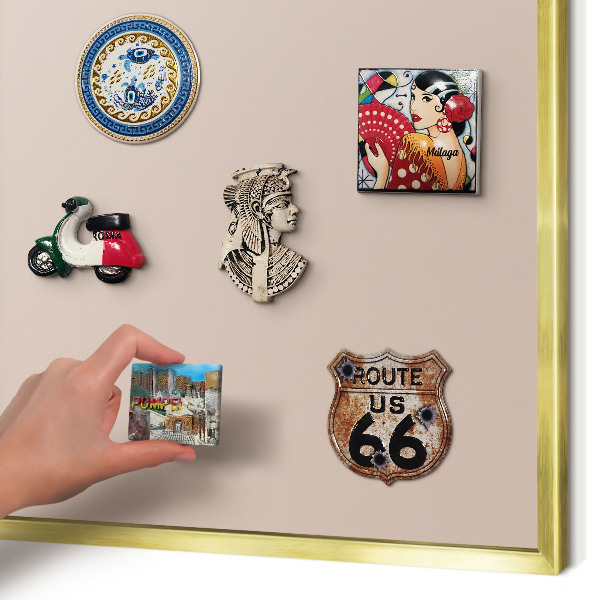 Tablero para imanes decorativo con marco dorado Rosa beige