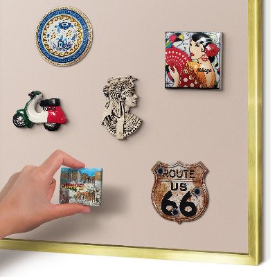 Tablero para imanes decorativo con marco dorado Rosa beige