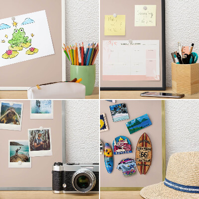 Tablero para imanes decorativo con marco dorado Rosa beige