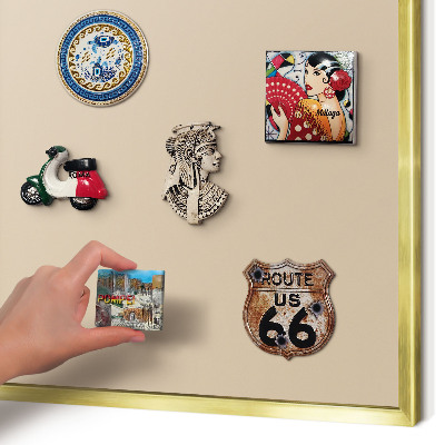 Tablero para imanes decorativo con marco dorado Naranja beige