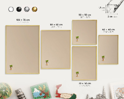 Tablero para imanes decorativo con marco dorado Naranja beige
