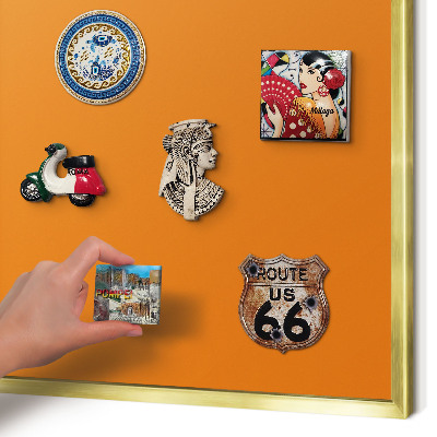 Tablero para imanes decorativo con marco dorado Naranja fuerte