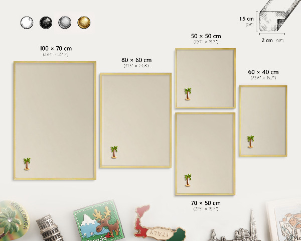 Pizarra magnética de pared en color oro Piedra clara