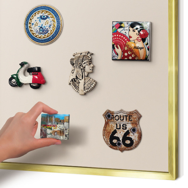 Tablero para imanes decorativo con marco dorado Beige cálido