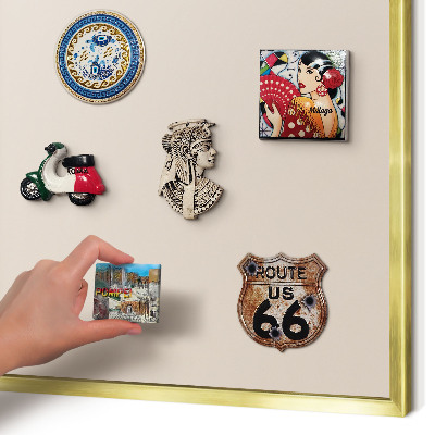 Tablero para imanes decorativo con marco dorado Beige cálido