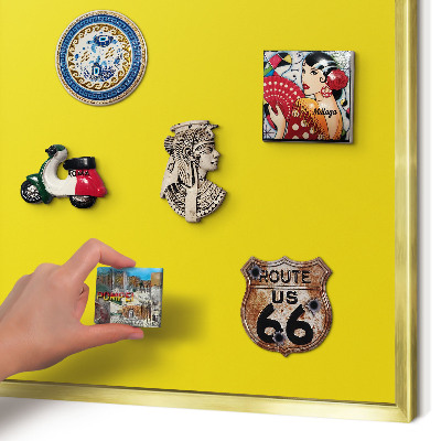 Tablero para imanes decorativo con marco dorado Amarillo intenso