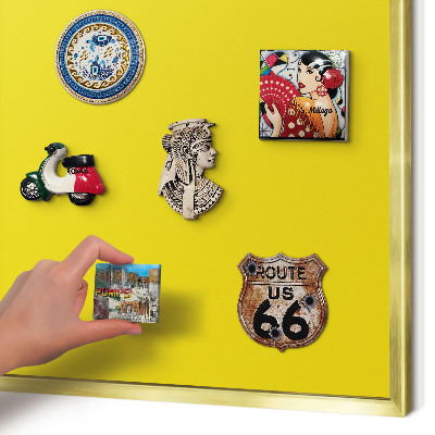 Tablero para imanes decorativo con marco dorado Amarillo intenso