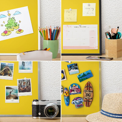Tablero para imanes decorativo con marco dorado Amarillo intenso