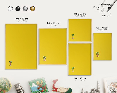 Tablero para imanes decorativo con marco dorado Amarillo intenso