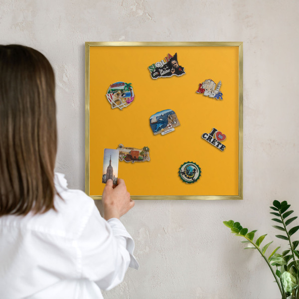 Tablero para imanes decorativo con marco dorado Naranja intenso