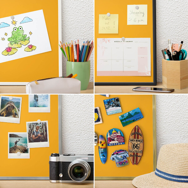 Tablero para imanes decorativo con marco dorado Naranja intenso