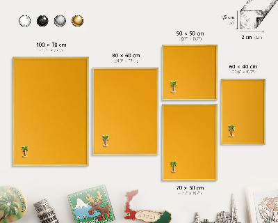 Tablero para imanes decorativo con marco dorado Naranja intenso