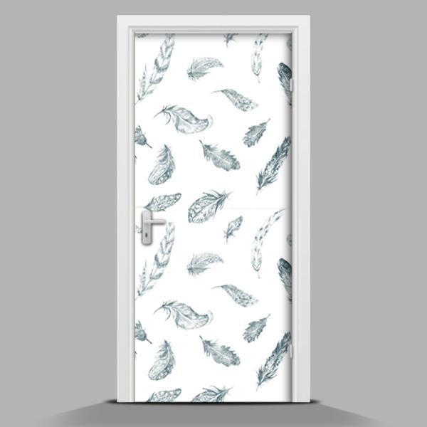 Papel para forrar puerta Plumas blancas y negras