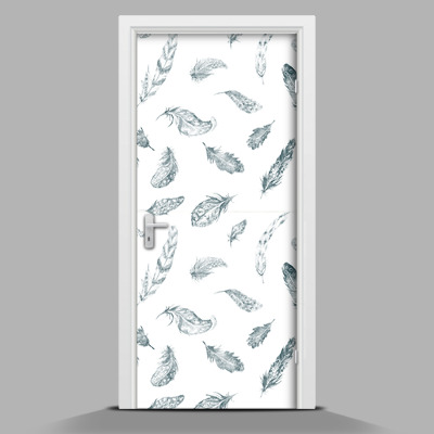 Papel para forrar puerta Plumas blancas y negras