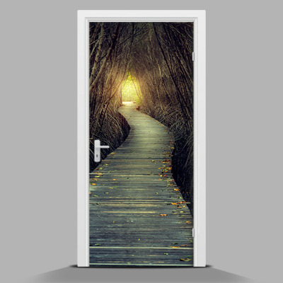 Vinilo para puerta de interior autoadhesivo El camino en la jungla